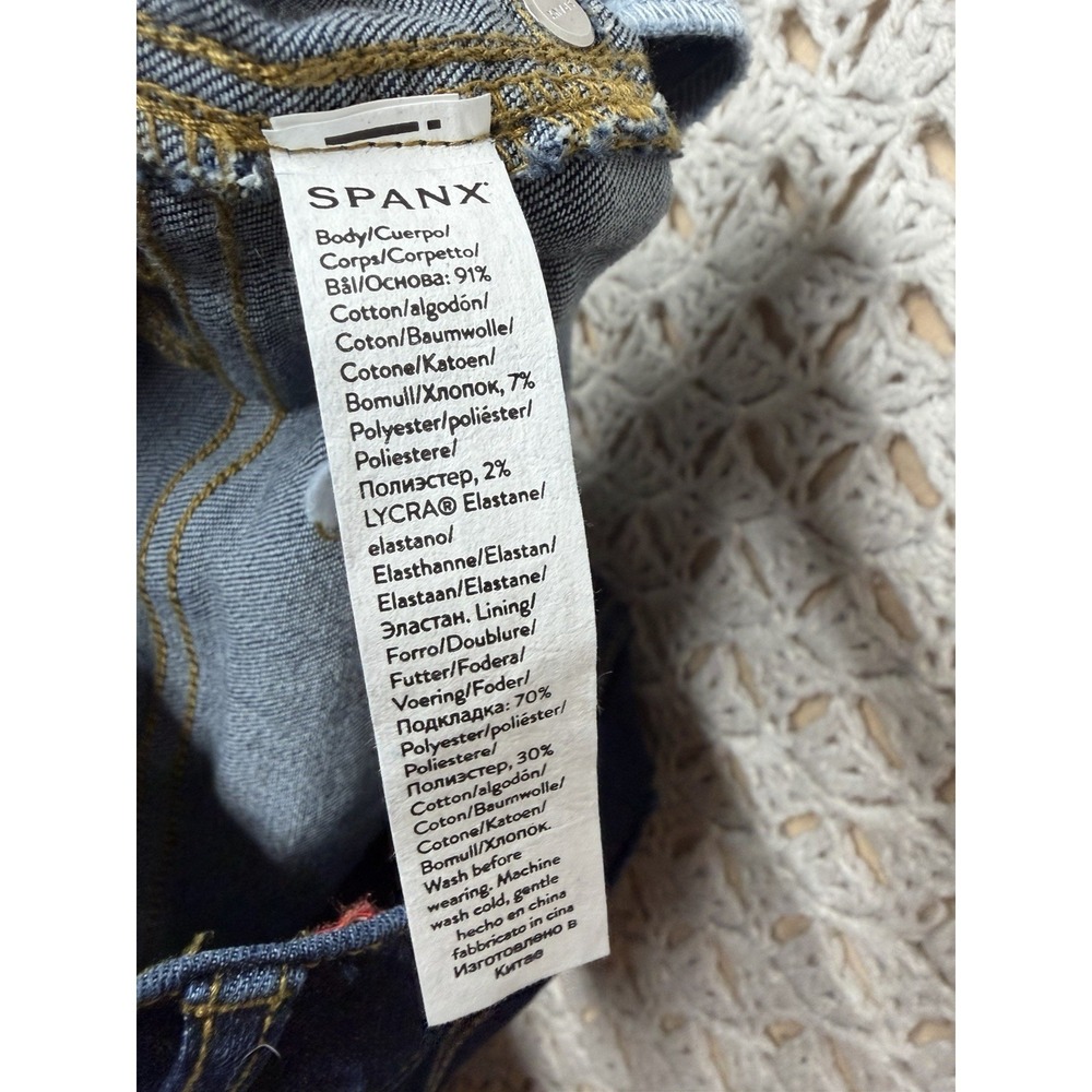 Spanx Jeans Women Sz L Blue Denim Bootcut Pull On W30 L31 Stretch 2-pockets - Picture 7 of 9